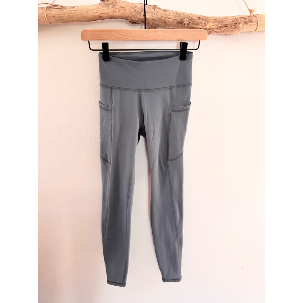 Gilly Hicks Women‎ High Waisted Active Leggings with Pockets Gray Blue Small
